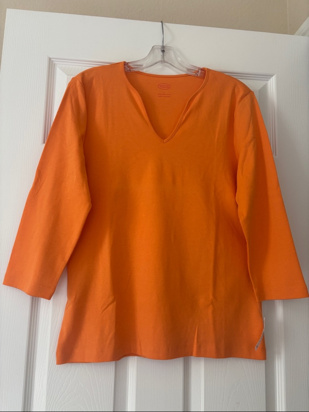 Talbots Bright Orange V-Neck Long Sleeve Top